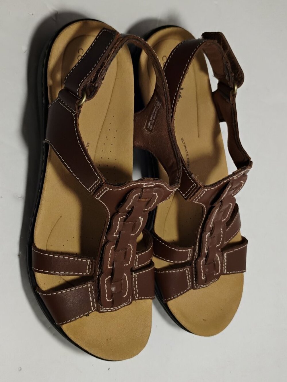 Clarks Womens 7M Sandals Brown Fx Leather EC - Picture 2 of 9